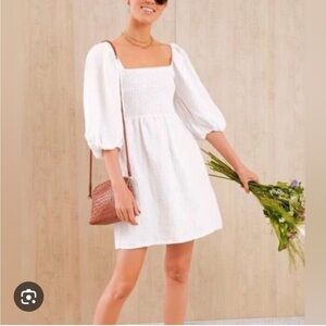 Tuckernuck White Annie smocked minidress size medium, 100% linen